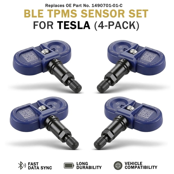 4-Pack BLE TPMS Tire Pressure Sensor Set For Tesla Model 3/Y 2020-2026 & Model S/X 2021-2026, Replaces 1490701-01-C 1472467G