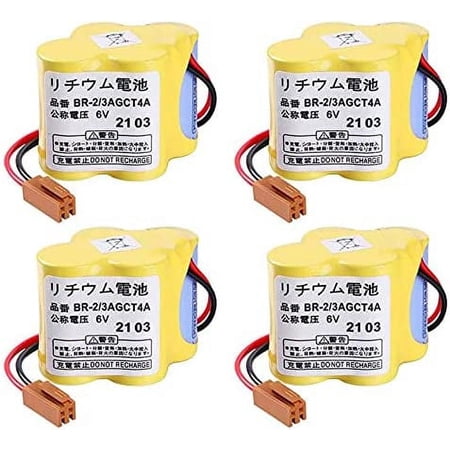 4-Pack BR-2/3AGCT4A 6V 4400mAh Replacement Battery for FANUC Controls A98L-0031-0025 CNC System