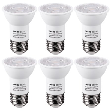 6 Pack LED PAR16 Spot Light Bulbs, 6.5W(50W Eqv.) 500lm E26 Medium Base Dimmable Spotlight, 5000K Daylight