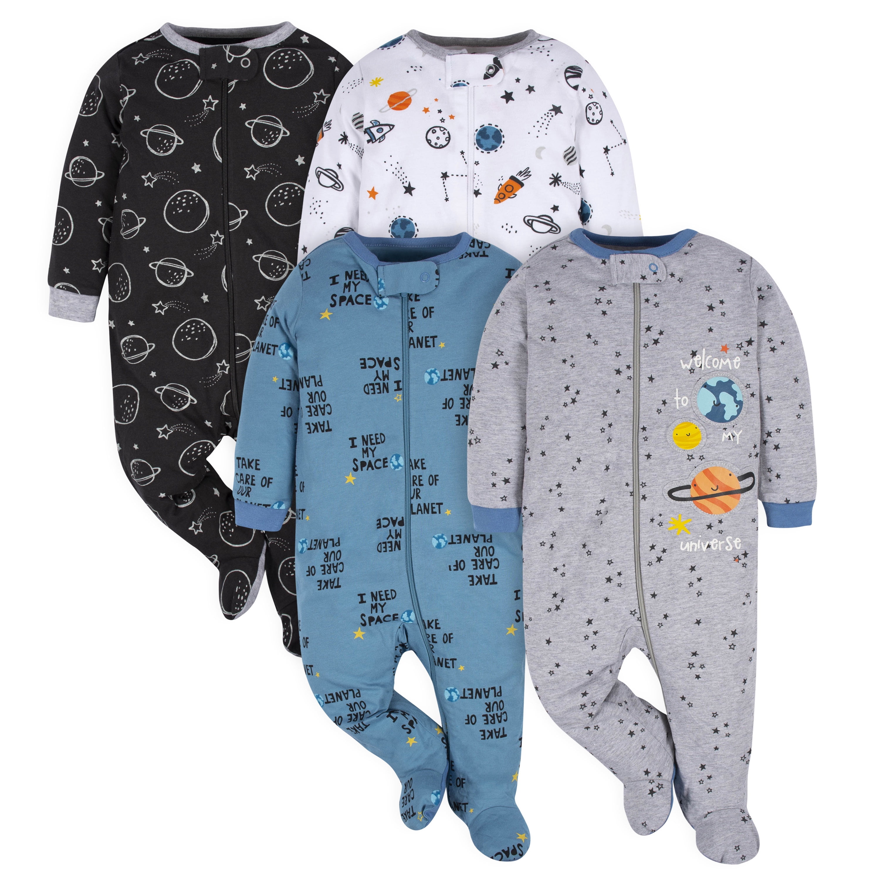 Gerber Baby Boy Sleep 'N Play Footed Pajamas, 4-Pack, Sizes Preemie - 6-9 Months