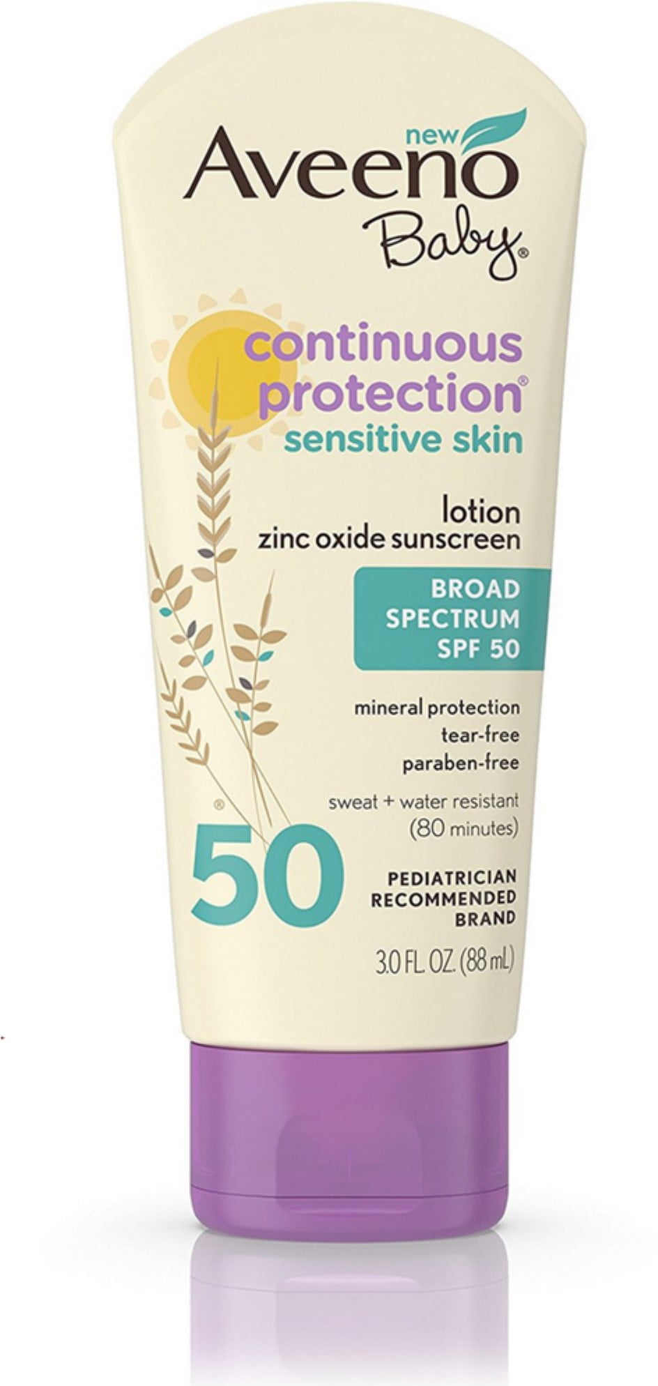 4 Pack - Baby Continuous Protection Sensitive Skin Lotion Zinc Oxide Sunscreen SPF 50 3 oz