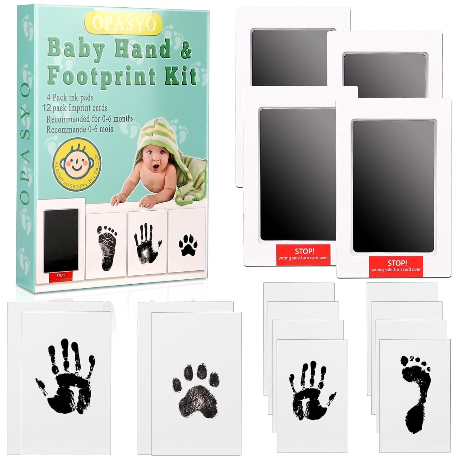 4 Pack Baby Footprint Kit & Dog Paw Print Kit,Inkless Hand and ...