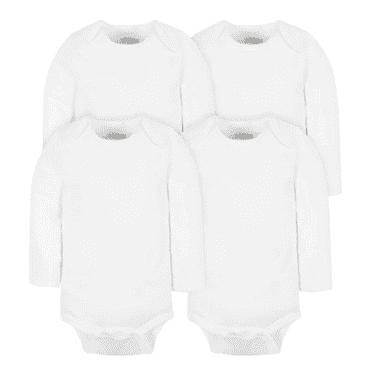 4-Pack Baby Neutral White Long Sleeve Bodysuits 12-Months