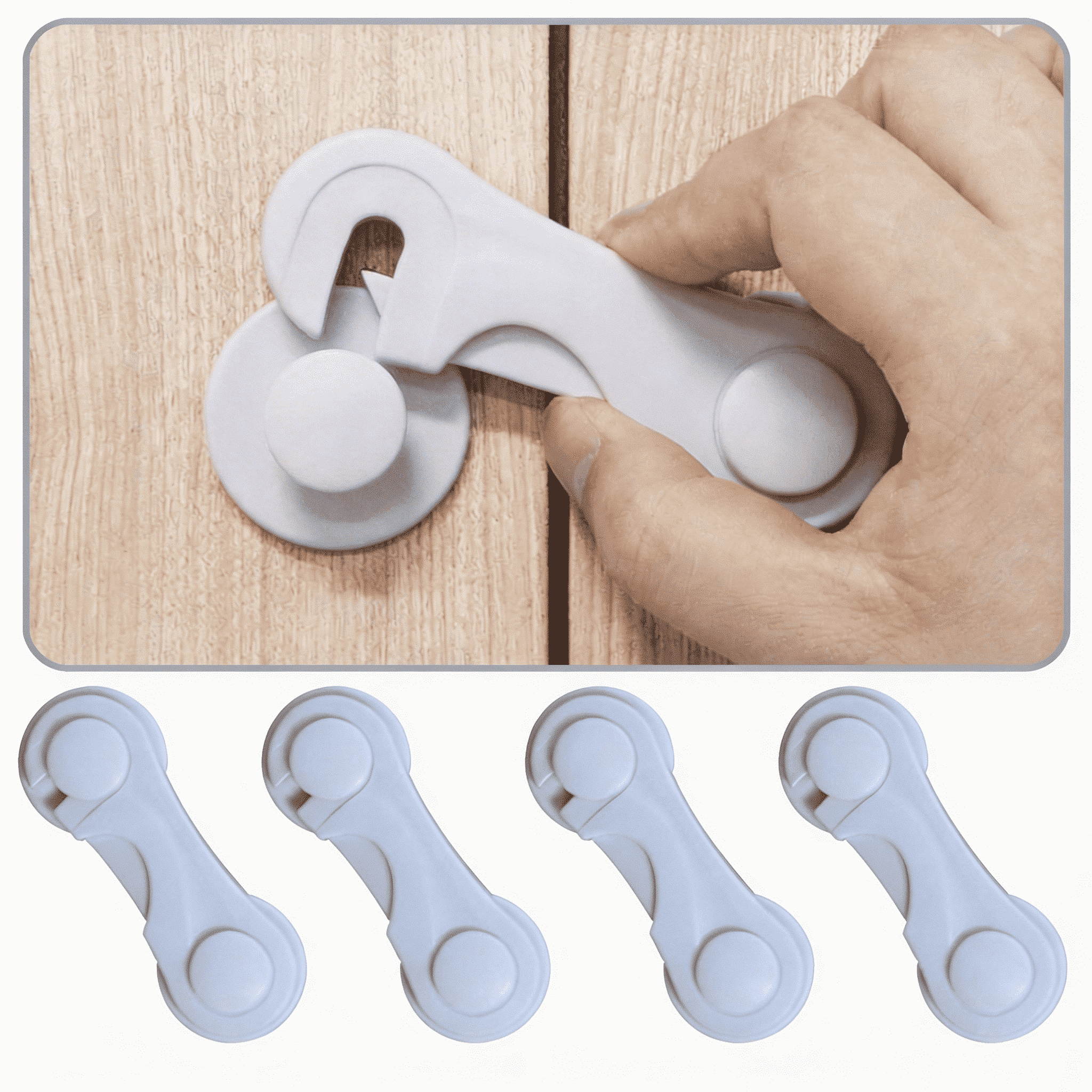 Baby Safety Cabinet Locks (4 Pack) - No Drill Child Proof Latches with ...