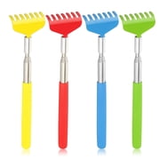 4 pack Extendable Back Scratcher, Telescoping Metal Back Massager Tool with Rubber Handles for Home Travel Office