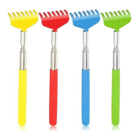 4 pack Extendable Back Scratcher, Telescoping Metal Back Massager Tool with Rubber Handles for Home Travel Office