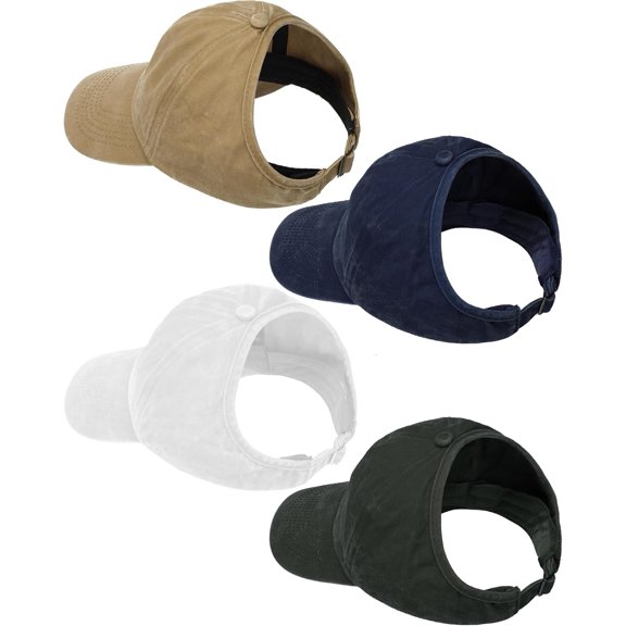 4 Pack Backless Ponytail Hat for Women Retro Washed Distressed Baseball Cap Adjustable