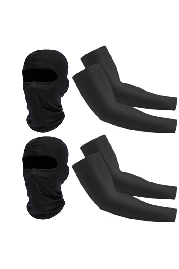 4 Pack Balaclava Ski Face Mask And Arm Sleeves Set for Men Women Unisex Sun Protection Breathable for Outdoor Sports