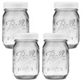 thumbnail image 1 of 4-Pack Ball Regular Mouth Pint Mason Jars 16 oz with Screw-On White Plastic Lids, 1 of 10
