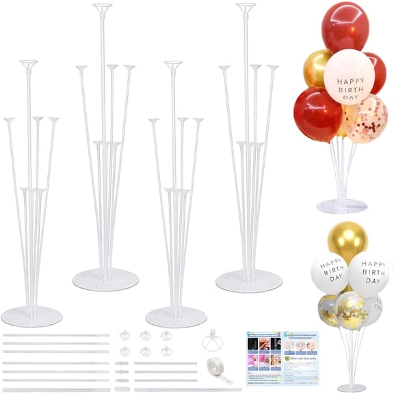 4 Sets Balloon Stand Kits, Balloon Sticks Holder with Base for Table Baby Shower Gender Reveal Birthday Wedding Party Decorations