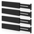 thumbnail image 1 of 4 Pack Bamboo Drawer Dividers, Adjustable Length from 12 Inch to 17 Inch, Expandable Kitchen Drawer Organizer, Drawer Organization Separators for Clothes, Kitchen, Bedroom, Dresser, Office (Black), 1 of 8