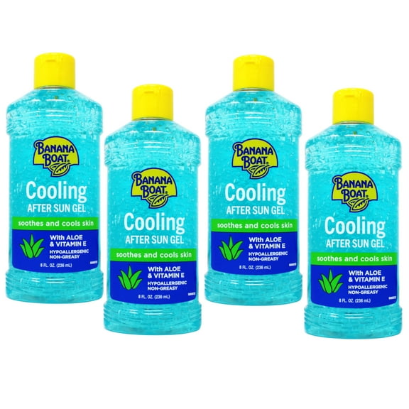 4 Pack - Banana Boat Cooling After Sun Gel with Aloe Vera and Vitamin E, 8oz