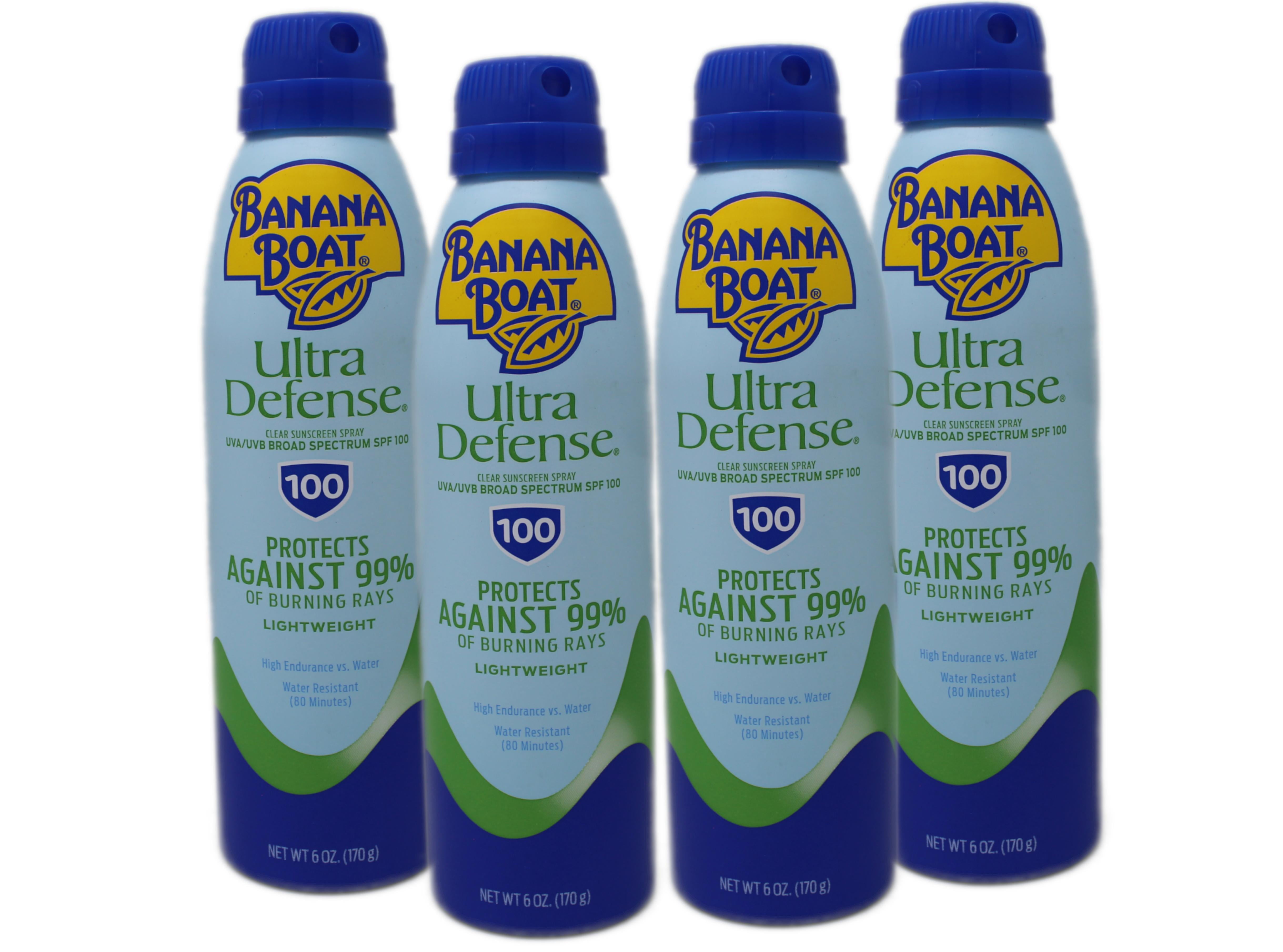 4 Pack - Banana Boat Ultra Defense SPF 100 Sunscreen Spray, Clear Spray Sunscreen, Adult Sunblock, 6 oz