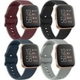 thumbnail image 1 of 4 Pack Bands Compatible with Fitbit Versa 2 / Fitbit Versa/Versa Lite/Versa SE for Women Men, Soft Silicone Replacement Wristband for Fitbit Versa 2 Bands (Black/Wine Red/Navy Blue/Grey), 1 of 7