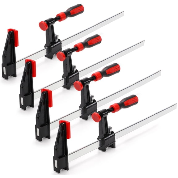 4 Pack Bar Clamps for Woodworking, 12 Inch One-Handed Medium Duty Steel F Clamps Set, 600 Lbs Load Limit Quick Release Wood Parallel Spreader for Woodworking, DIY Projects