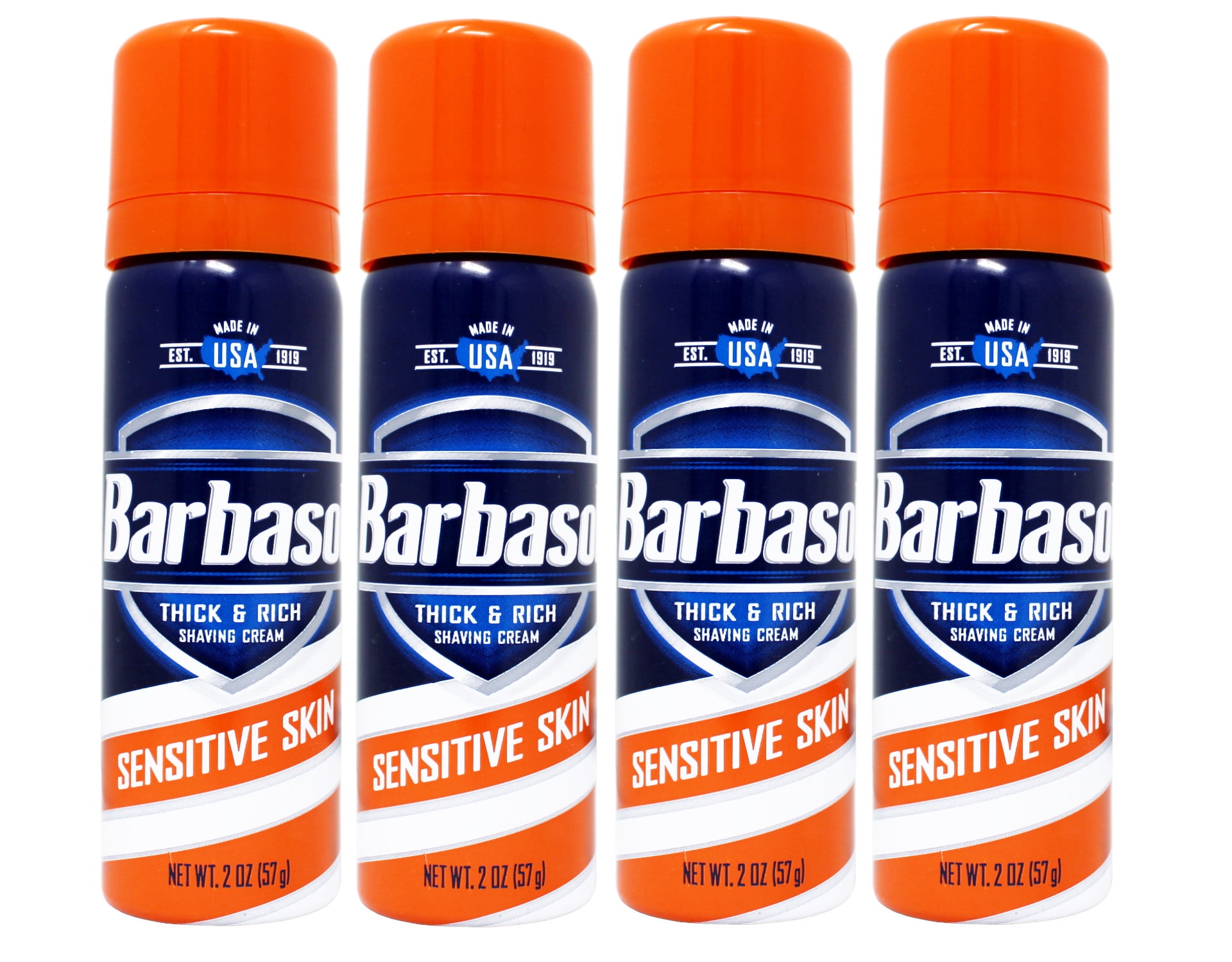 4 Pack Barbasol Sensitive Skin Thick & Rich Shaving Cream 2 Oz Each