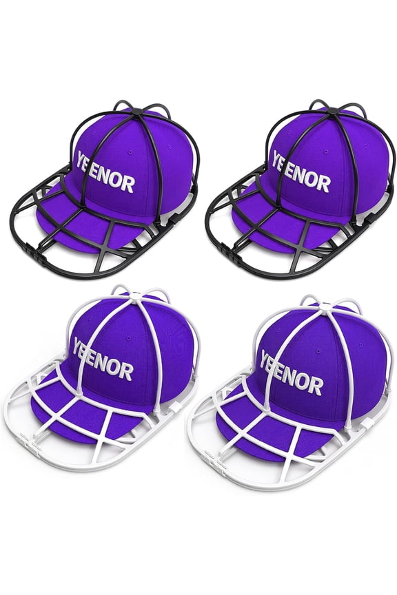 4 Pack Baseball Cap Washer, Plastic Hat Cage Protector for Washing Machine, Hat Shaper Holder for Baseball Caps