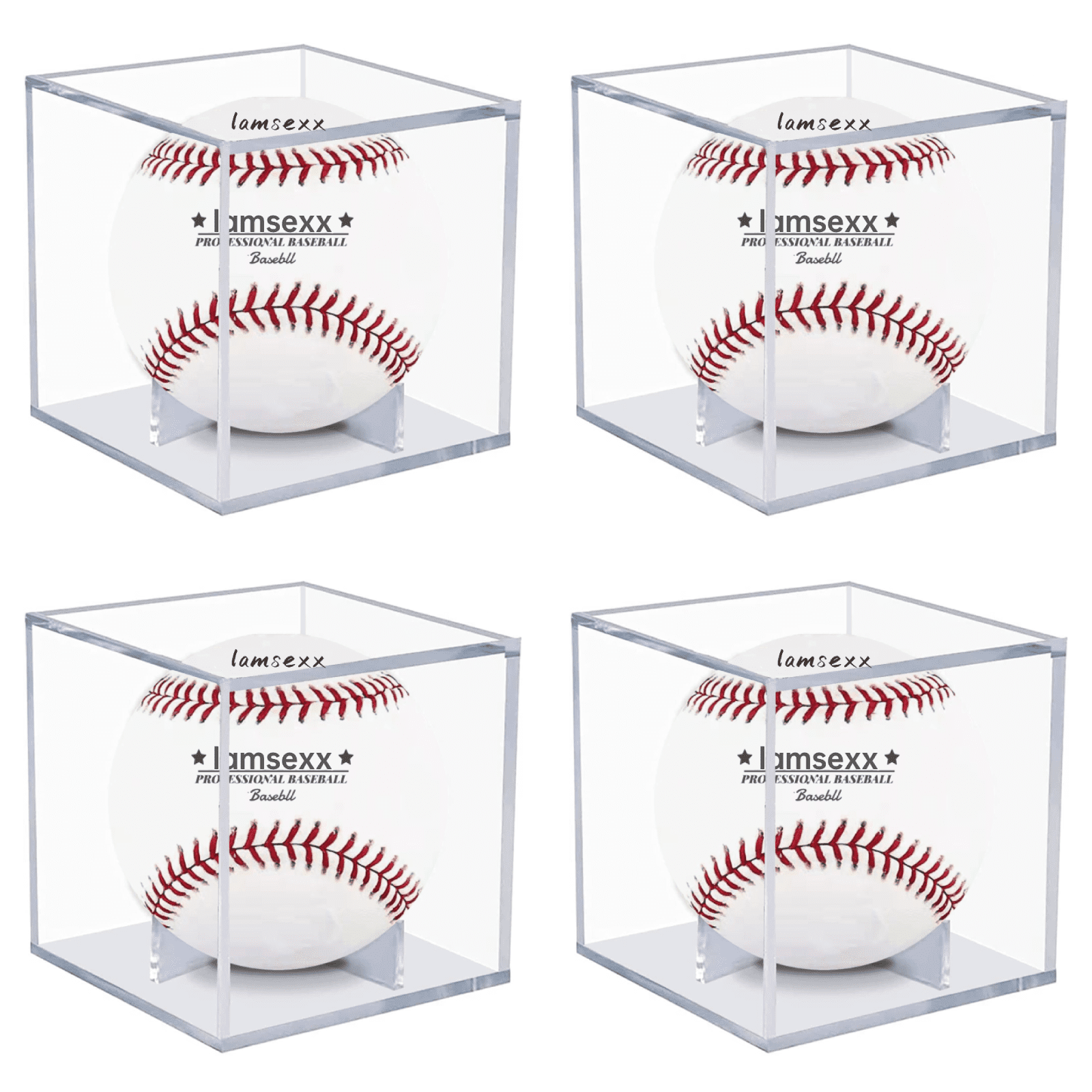 4 Pack Baseball Display Case, UV Protected Acrylic Boxes for Display