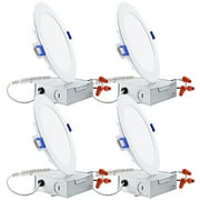 4 Pack Basic Series 12W 6 Inch LED Recessed Lighting with Junction Box, 2700K Soft White, 5%-100% Dimmable