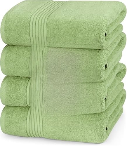 4 Pack Bath Towels Set, (27 x 54 Inches) 100% Ring Spun Cotton, Quick Dry, Highly Absorbent, Soft Feel Towels, Perfect for Daily Use (Sage Green)