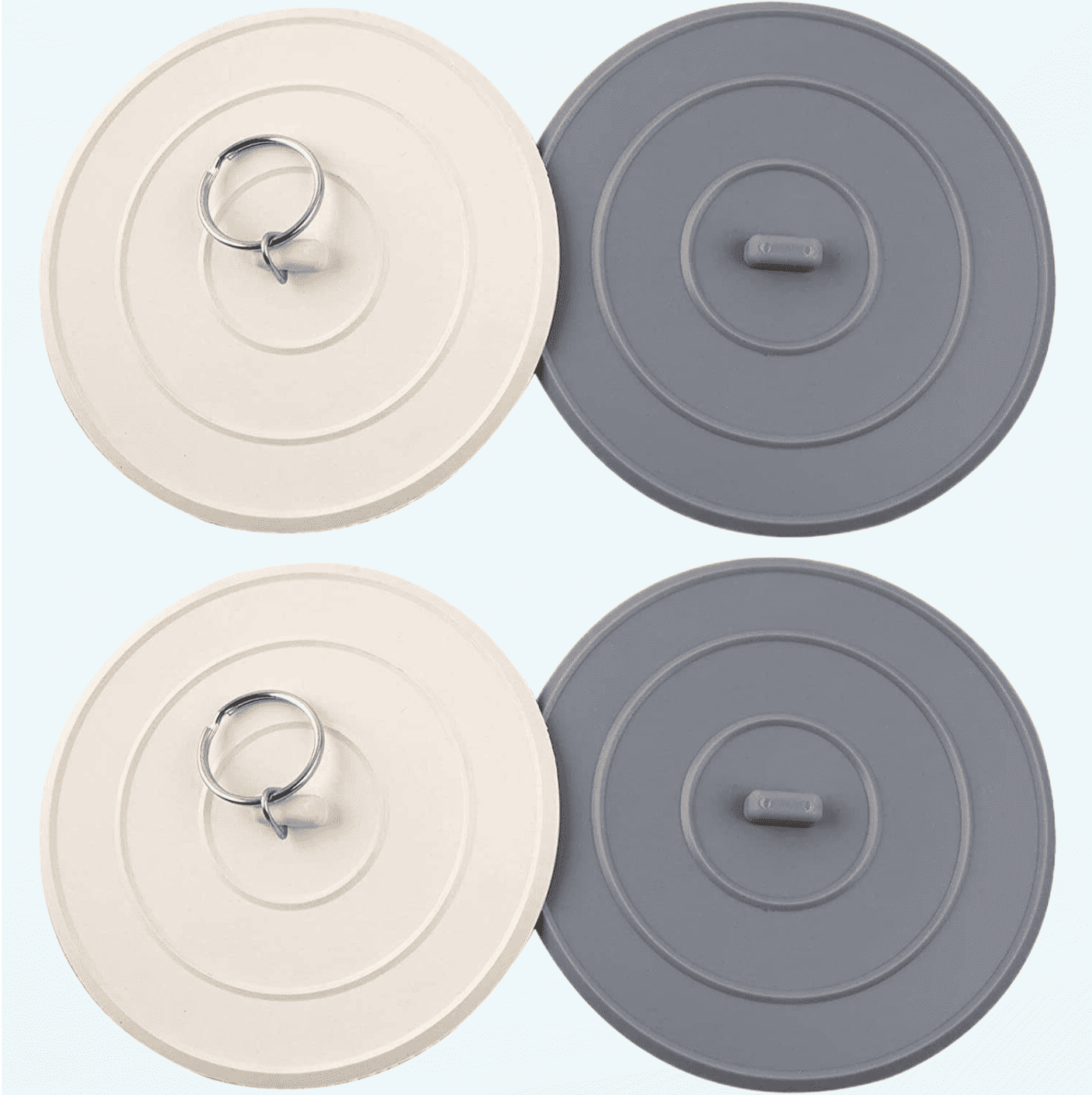 4 Pack Bath Tub Stopper, Flat Suction Sink Stopper Rubber Silicone