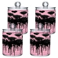 thumbnail image 1 of 4 Pack Bathroom Canisters Transparent Storage Jar for Cotton Ball, Swab, Floss Black Roses, 1 of 6