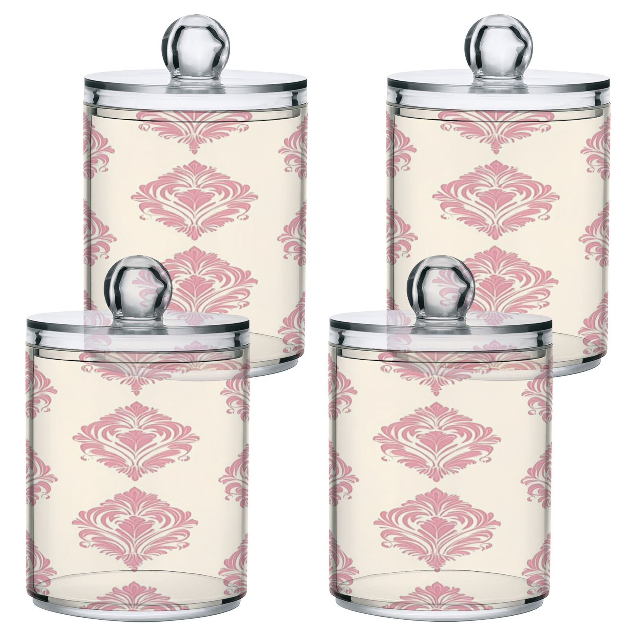 4 Pack Bathroom Canisters Transparent Storage Jar for Cotton Ball, Swab ...