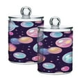 thumbnail image 1 of 4 Pack Bathroom Canisters Transparent Storage Jar for Cotton Ball, Swab, Floss Floating Bubbles Pattern, 1 of 7