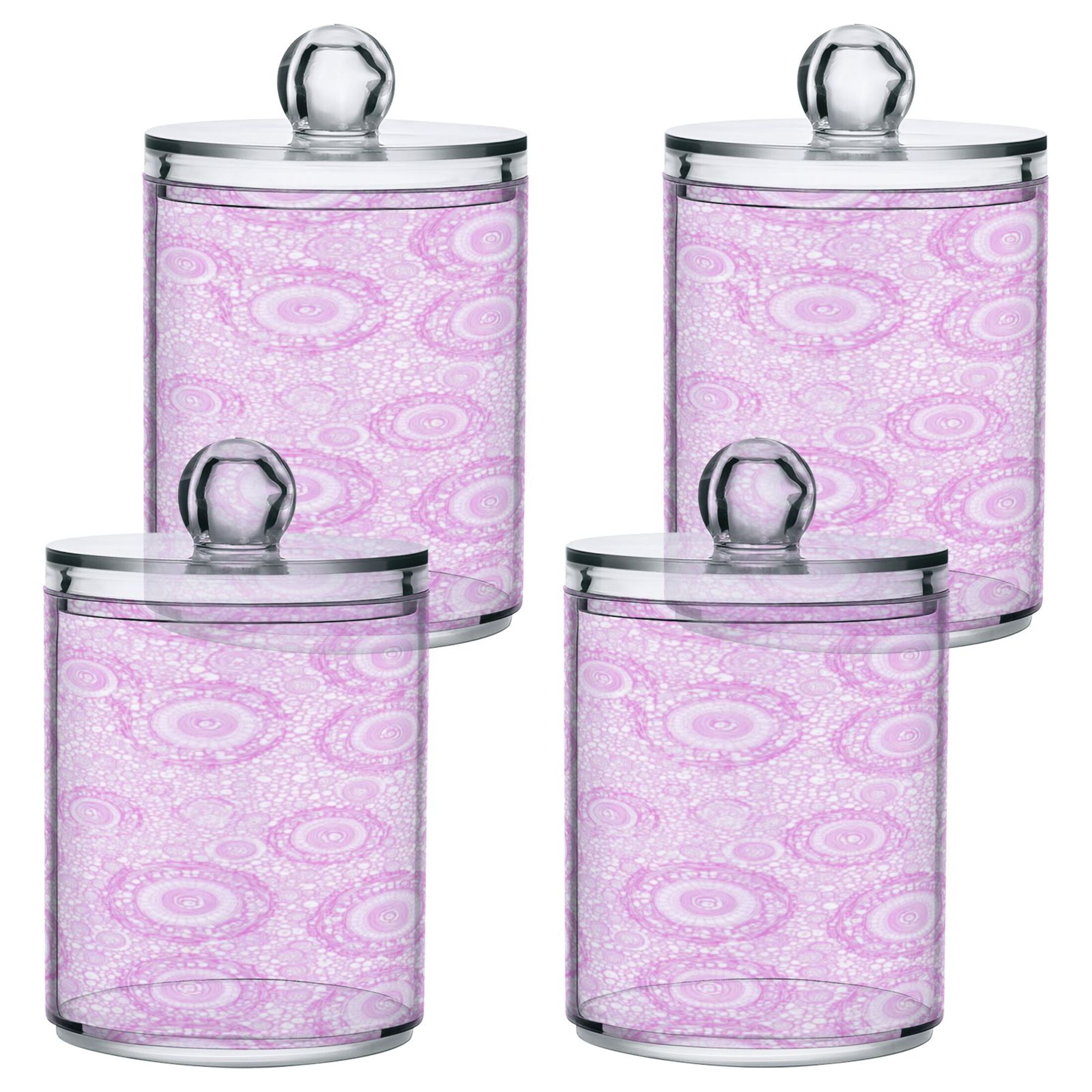 4 Pack Bathroom Canisters Transparent Storage Jar for Cotton Ball, Swab ...