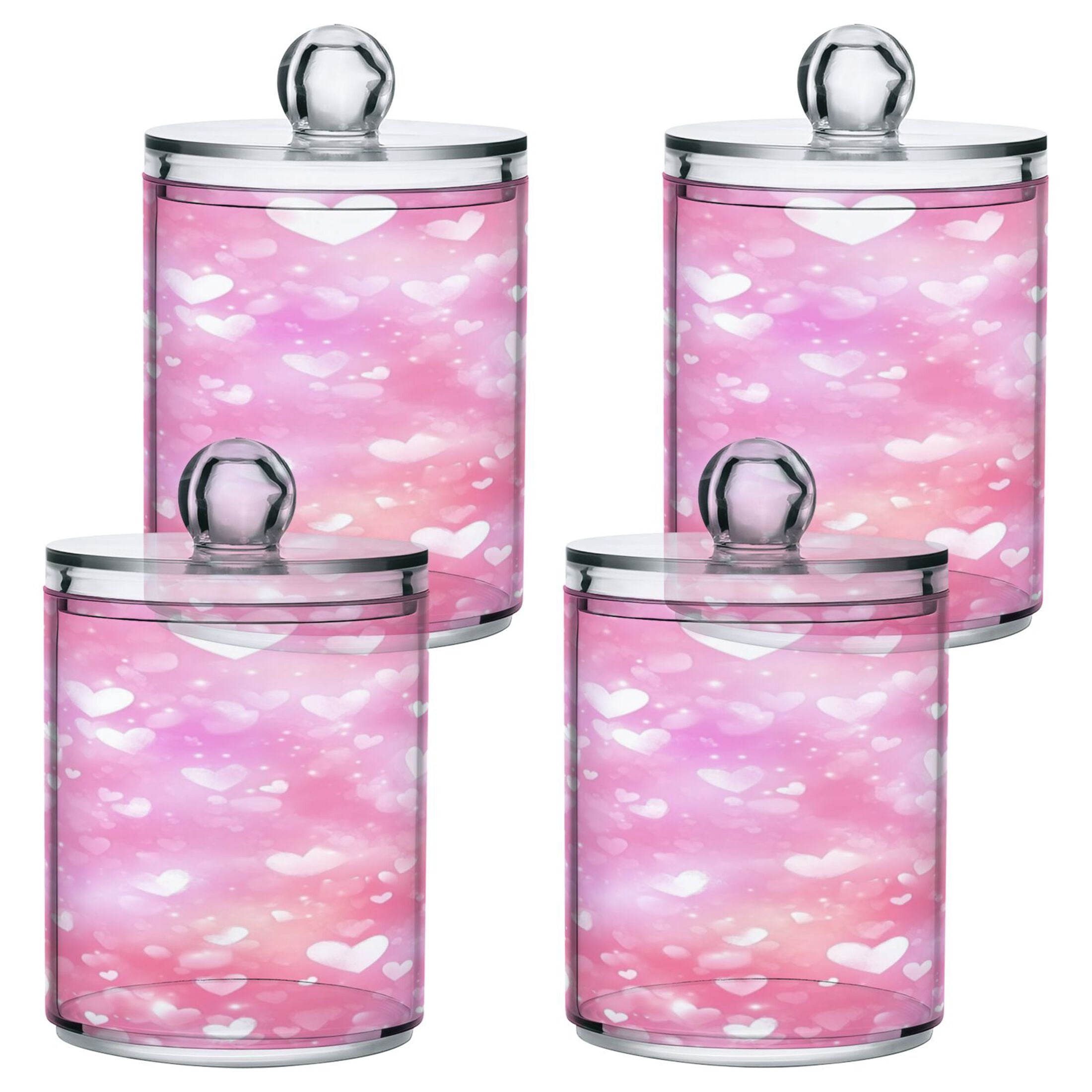 4 Pack Bathroom Canisters Transparent Storage Jar for Cotton Ball, Swab ...