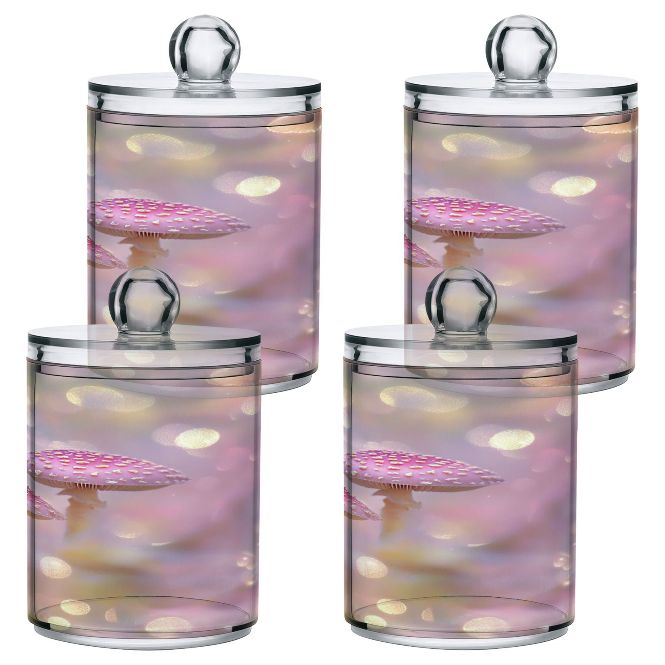 4 Pack Bathroom Canisters Transparent Storage Jar for Cotton Ball, Swab ...