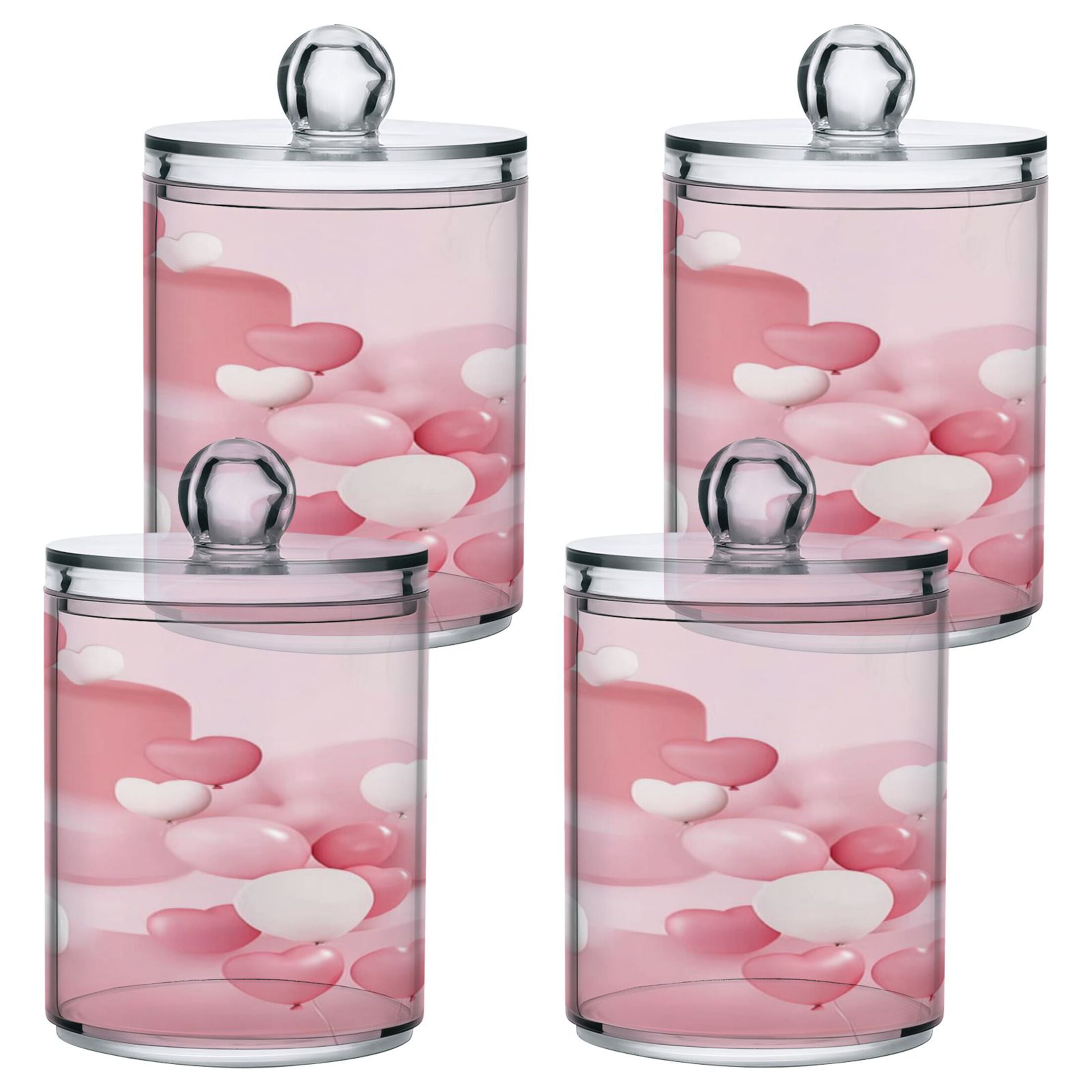 4 Pack Bathroom Canisters Transparent Storage Jar for Cotton Ball, Swab ...