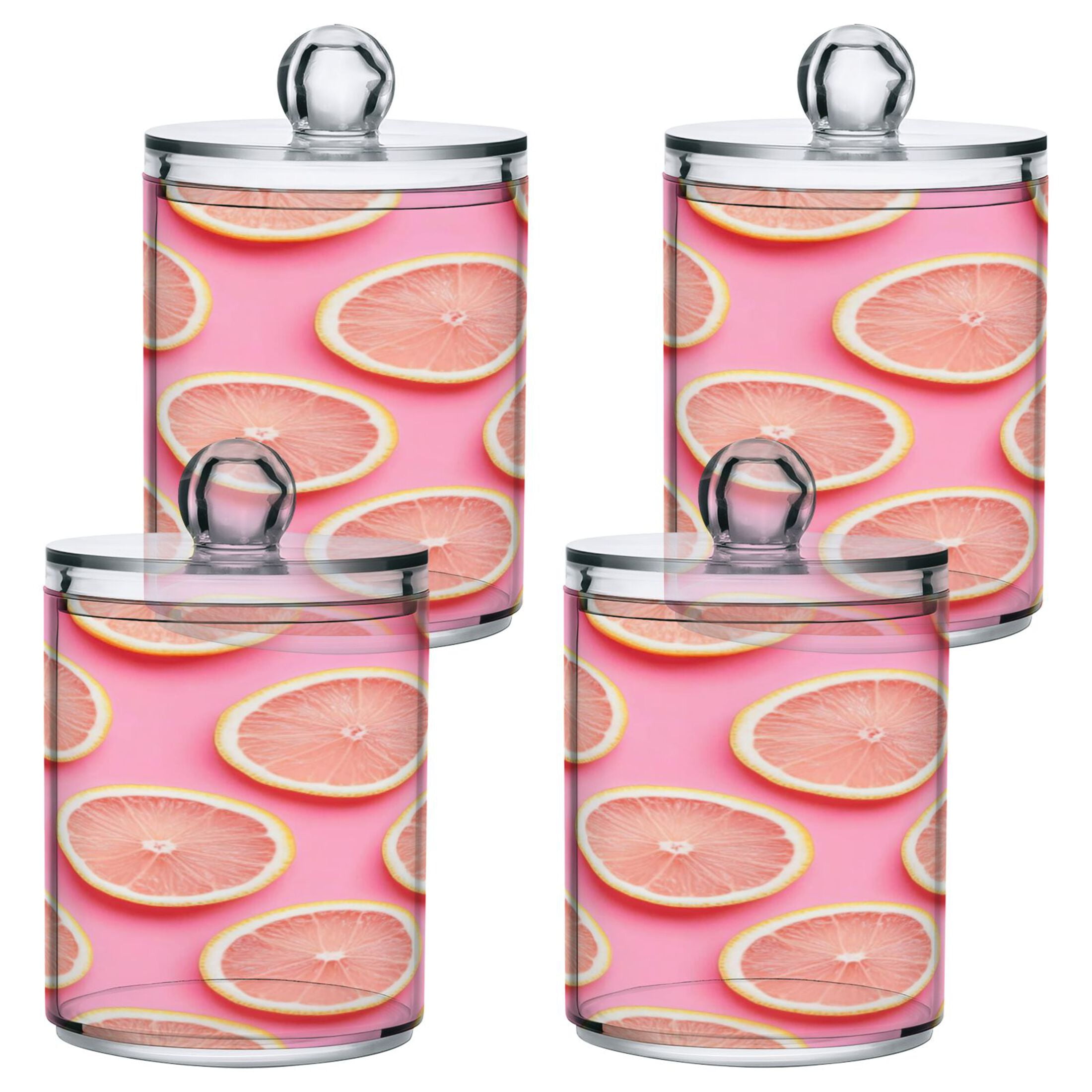 4 Pack Bathroom Canisters Transparent Storage Jar for Cotton Ball, Swab ...