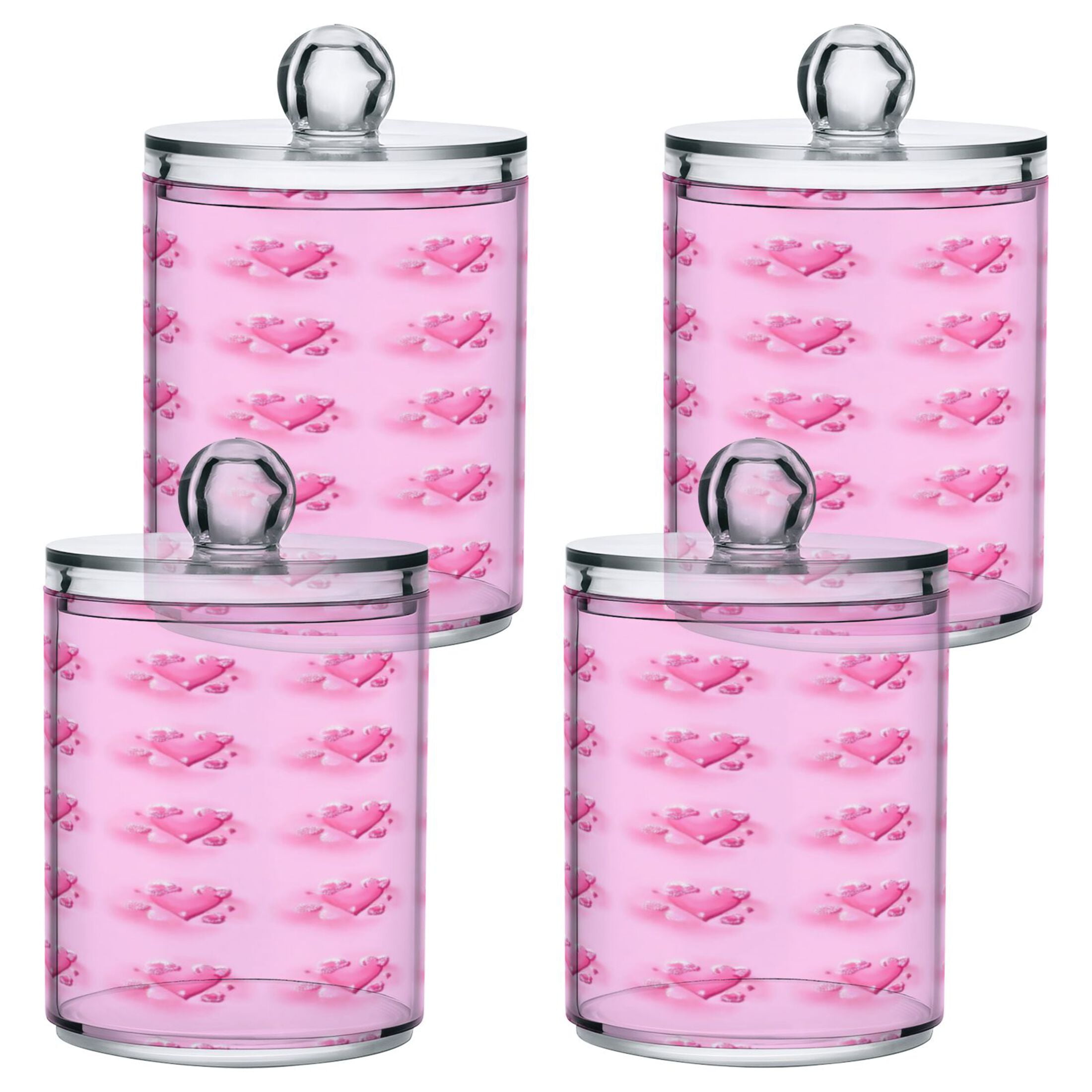 4 Pack Bathroom Canisters Transparent Storage Jar for Cotton Ball, Swab ...