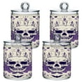 thumbnail image 1 of 4 Pack Bathroom Canisters Transparent Storage Jar for Cotton Ball, Swab, Floss Purple Candle Pumpkin Skull, 1 of 6