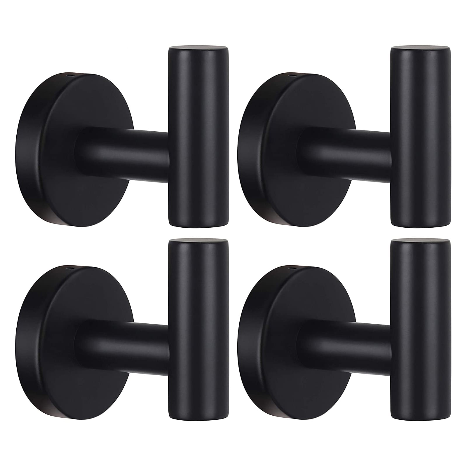 Black Matte Stainless Steel Wall Mount Towel Hooks, Set of 4
