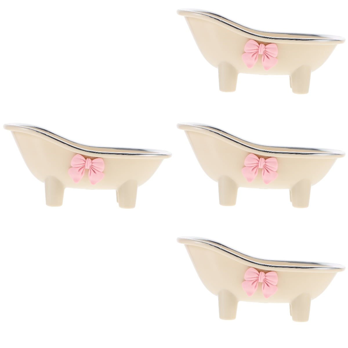 4 Pack Bathtub Shape Soap Dish Holder Bar Container Suction Shower ...