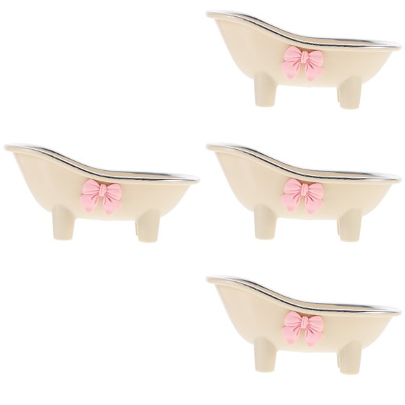 4 Pack Bathtub Shape Soap Dish Holder Bar Container Suction Shower