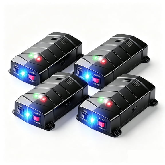 4-Pack Battery Powered Ultrasonic Rodent Repellent for Car Engines, Mouse, Rat, Squirrel & Bat Deterrent for Under Hood, Garage, Basement & Warehouse, 2Pack*2