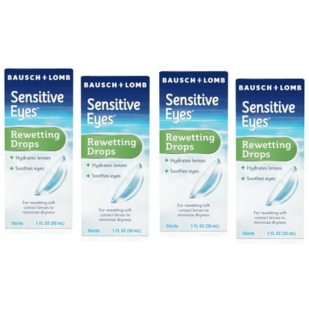 4 Pack - Bausch & Lomb Sensitive Eyes Rewetting Drops 1oz Each