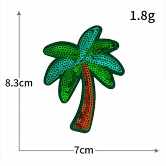 4 Pack Beach Sequin Embroidered Sun Hat Patches - Coconut Tree Design for Clothing & Fabric Repair