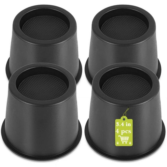 4 Pack Bed Frame Risers 4 Inch, Heavy Duty Furniture Risers for Couch Table Desk, 3.4 Inch Lift Height, Stable Support for Home Office Dorm, Black