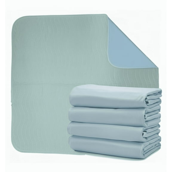 4 Pack Bed Pad Reusable Incontinence Underpad 34 x 36 Blue/Green