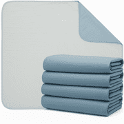 4 Pack Bed Pad Washable Incontinence Underpad - Absorbent Waterproof Urinary Protection for Seniors Children 32 x 34 Blue