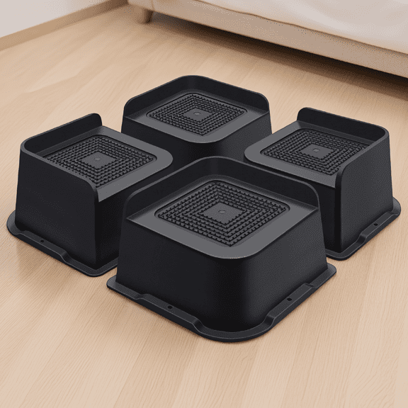 4 Pack Bed Risers 3 Inch, Heavy Duty Furniture Risers for Bed Sofa Desk Table, L-Shape Design, Supports up to 5000 lbs, Black
