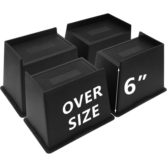 4 Pack Bed Risers 6 inch Heavy Duty, Furniture Risers