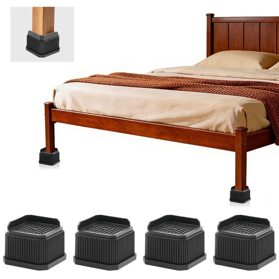 4 Pack Bed Risers Furniture Risers, MOJINO Heavy-Duty Rectangular Adjustable Block Lift to 2 " and 7 " Desk, Sofa, Chair Legs, Refrigerator, Washing Machine Support up to 1100 pounds