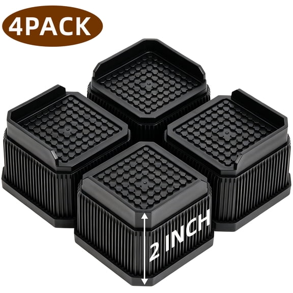 4 Pack Bed Risers Furniture Risers, MOJINO Heavy-Duty Rectangular Adjustable Block Lift to 2 " and 7 " Desk, Sofa, Chair Legs, Refrigerator, Washing Machine Support up to 1100 pounds