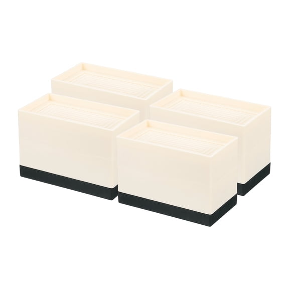 4 Pack Bed Risers, Square Heavy Duty Stackable Lift Block to 1.9" & 3.2" Beige
