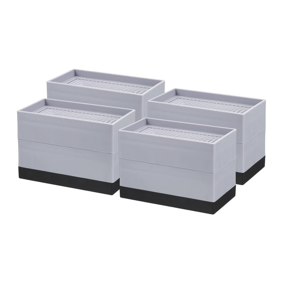 4 Pack Bed Risers, Square Heavy Duty Stackable Lift Block to 1.9" & 3.2" Gray